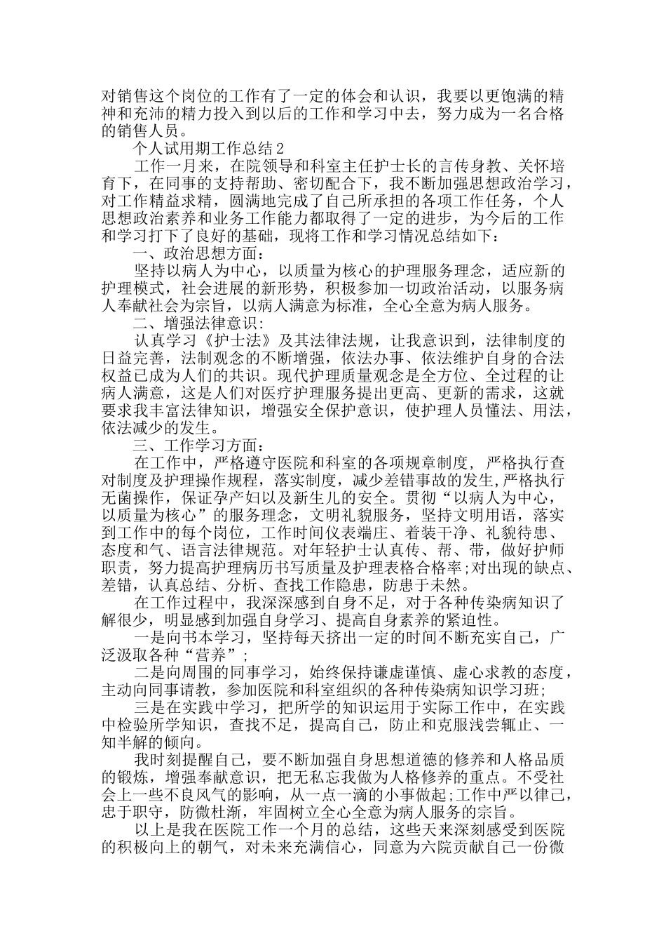 个人试用期工作总结精选_第2页