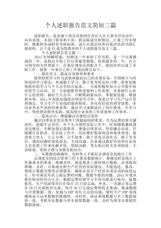 个人述职报告范文简短三篇