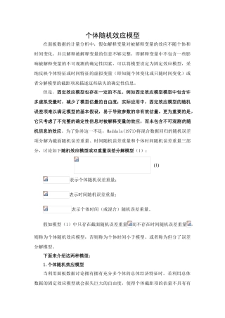 个体随机效应模型