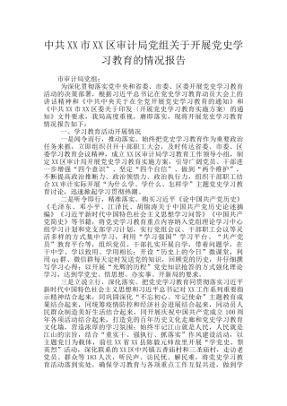 中共XX市XX区审计局党组关于开展党史学习教育的情况报告