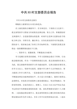 中共XX村支部委员会报告