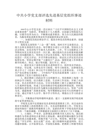 中共小学党支部评选先进基层党组织事迹材料