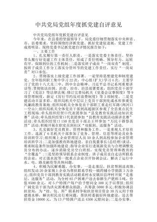中共党局党组年度抓党建自评意见