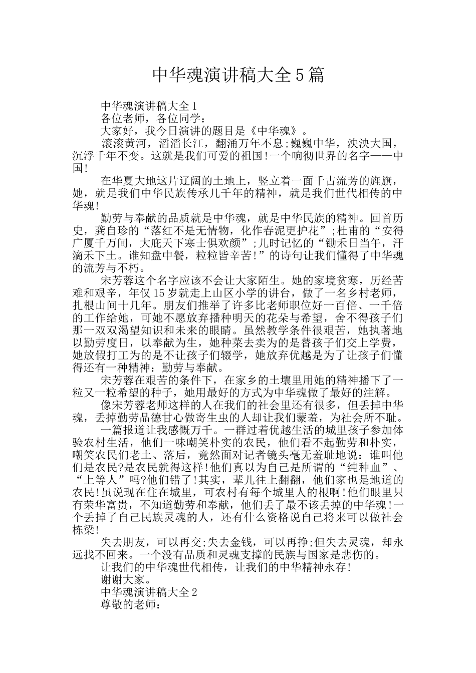 中华魂演讲稿大全5篇_第1页
