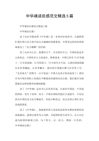 中华魂读后感范文精选5篇