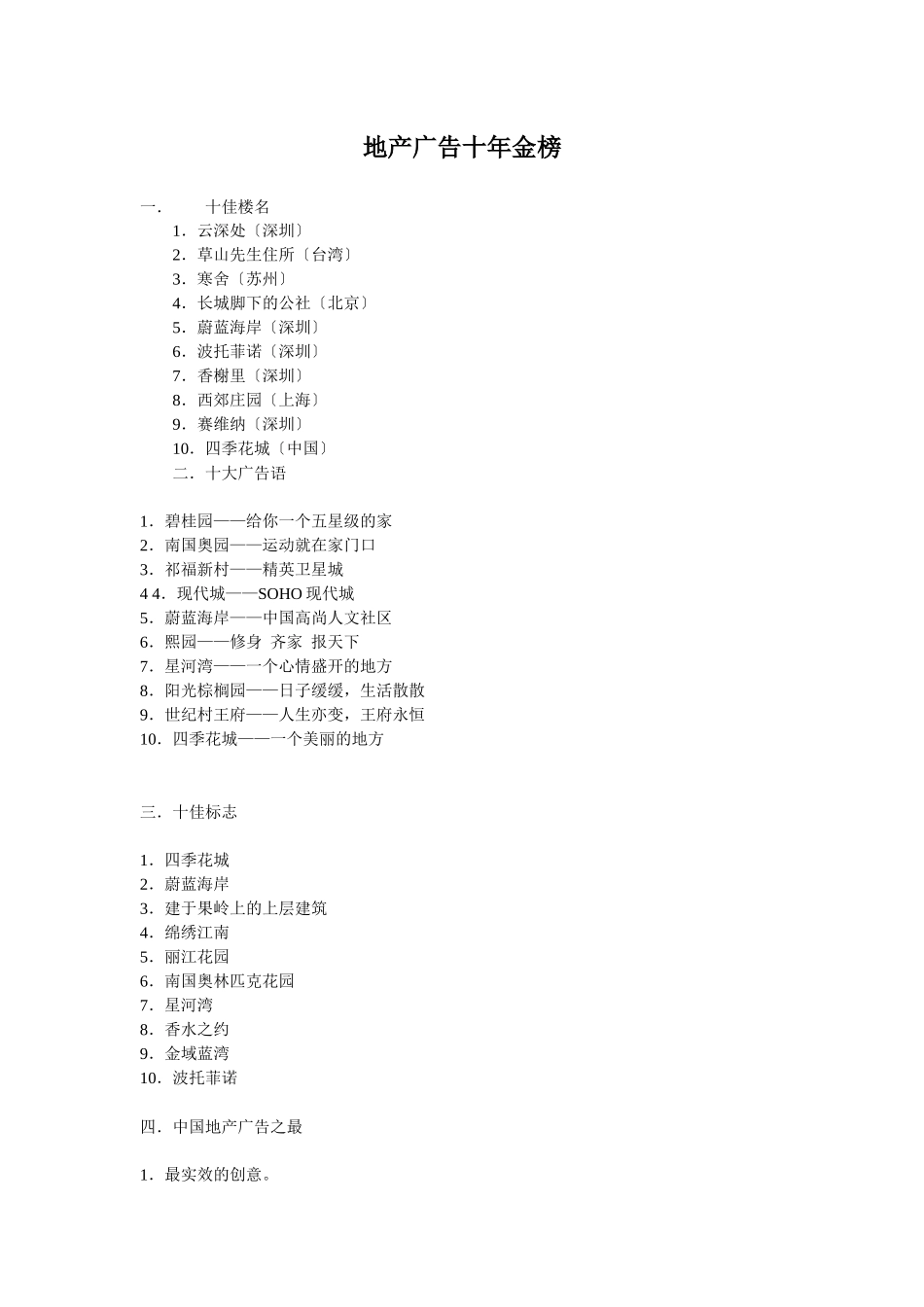 中国地产广告十年金榜_第1页
