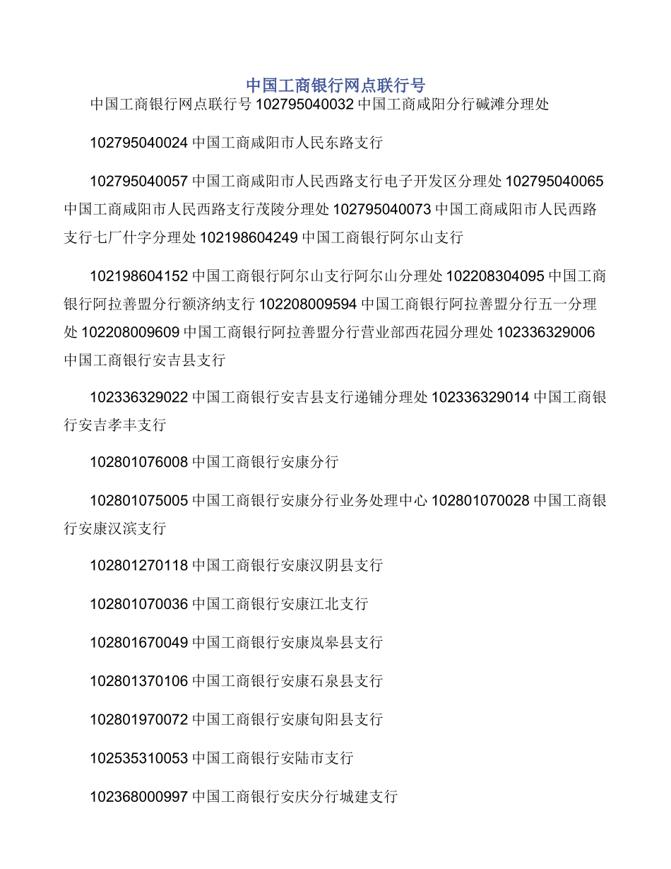 中国工商银行网点联行号_第1页
