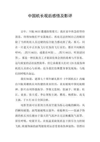 中国机长观后感悟及影评