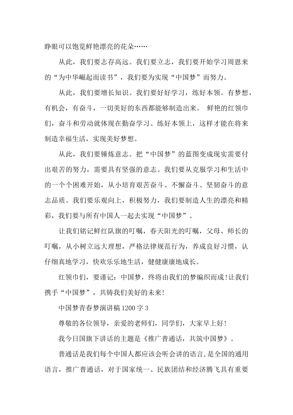 中国梦青春梦个人演讲稿1200字5篇_第3页
