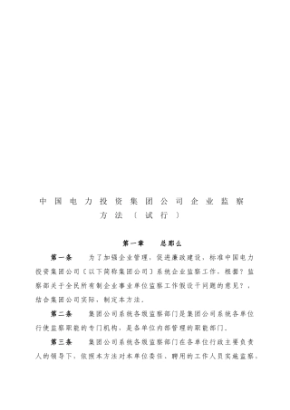 中国电力投资集团公司企业监察制度