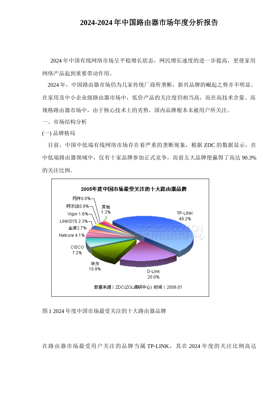 中国路由器市场年度分析报告_第1页