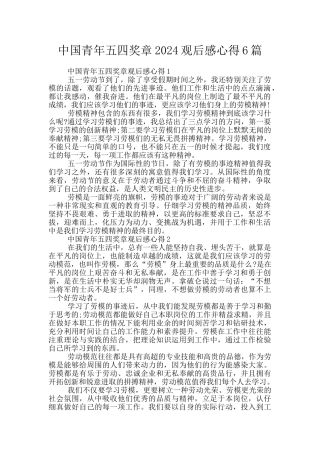 中国青年五四奖章2024观后感心得6篇