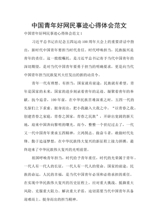 中国青年好网民事迹心得体会范文