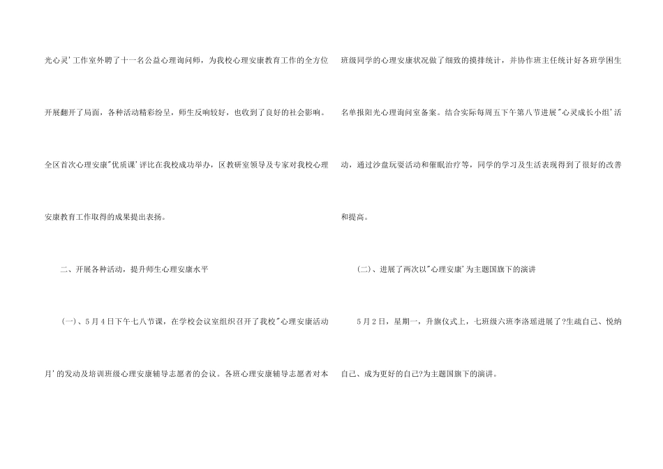 中学心理健康月活动总结_第2页