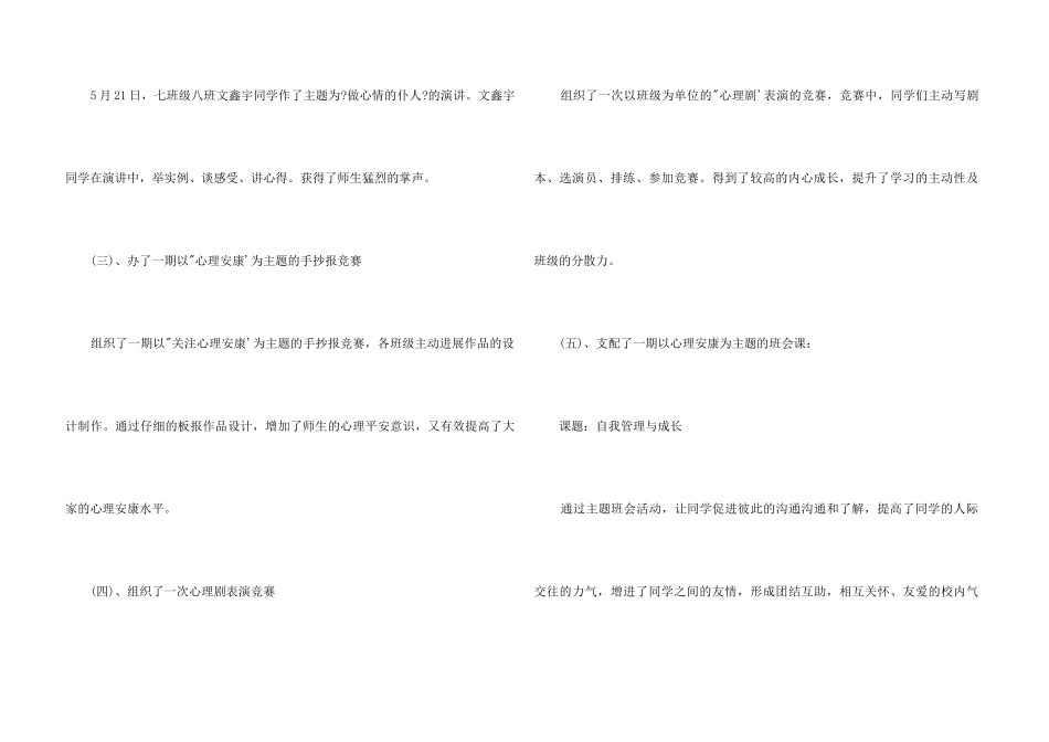 中学心理健康月活动总结_第3页