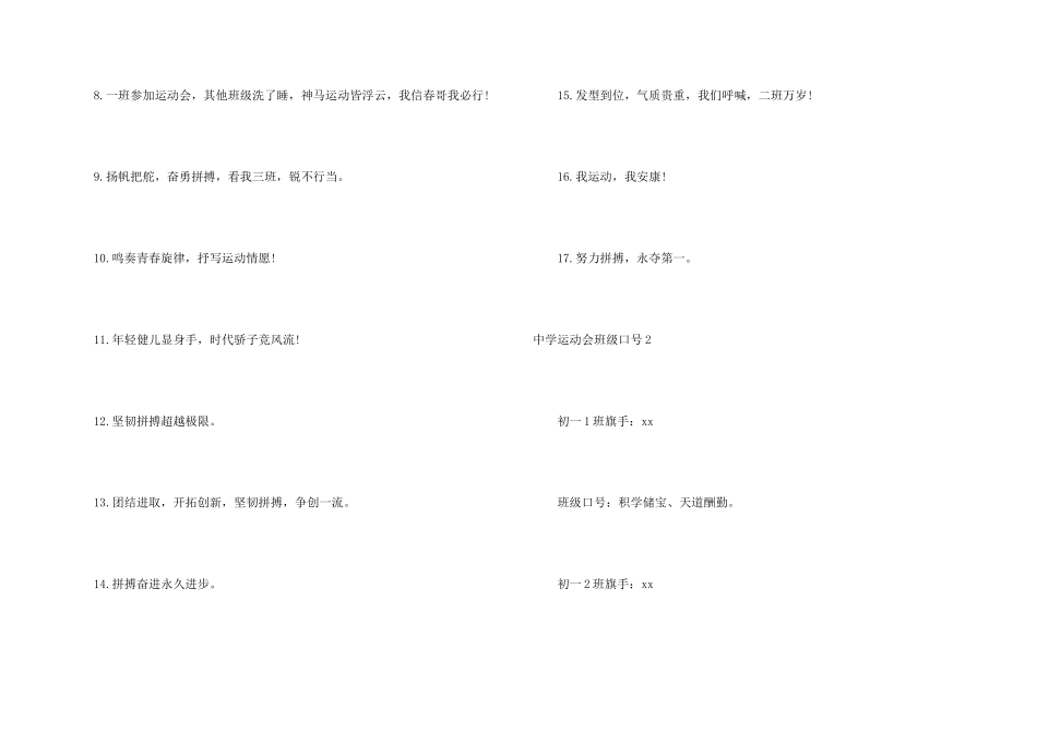 中学运动会班级口号_第2页
