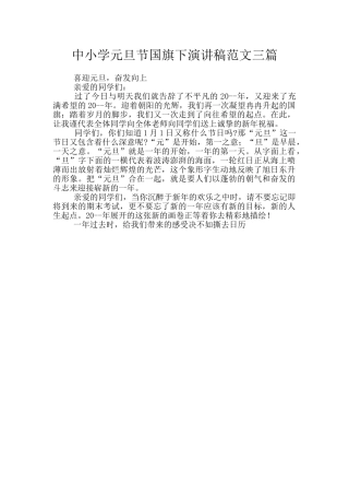中小学元旦节国旗下演讲稿范文三篇