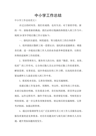 中小学工作总结