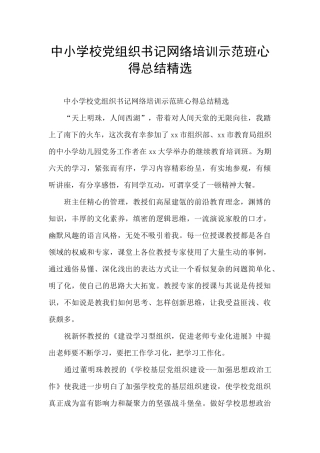 中小学校党组织书记网络培训示范班心得总结精选