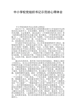 中小学校党组织书记示范班心得体会