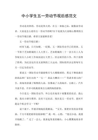 中小学生五一劳动节观后感范文