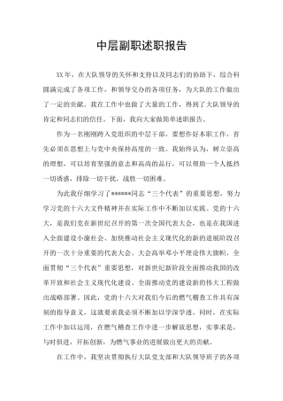 中层副职述职报告