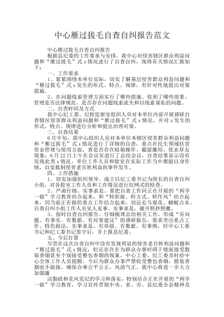 中心雁过拔毛自查自纠报告范文