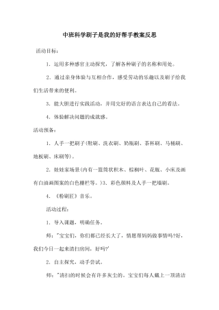 中班科学刷子是我的好帮手教案反思