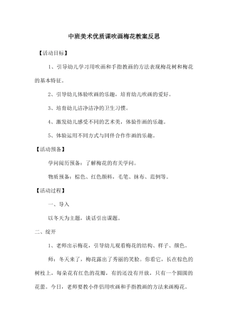 中班美术优质课吹画梅花教案反思