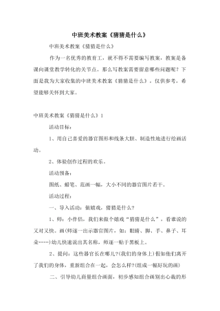中班美术教案《猜猜是什么》