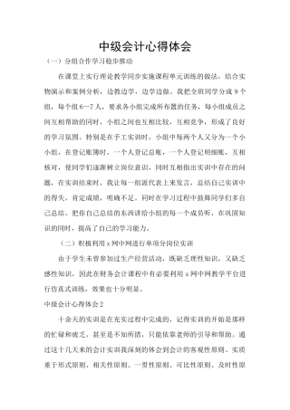 中级会计心得体会