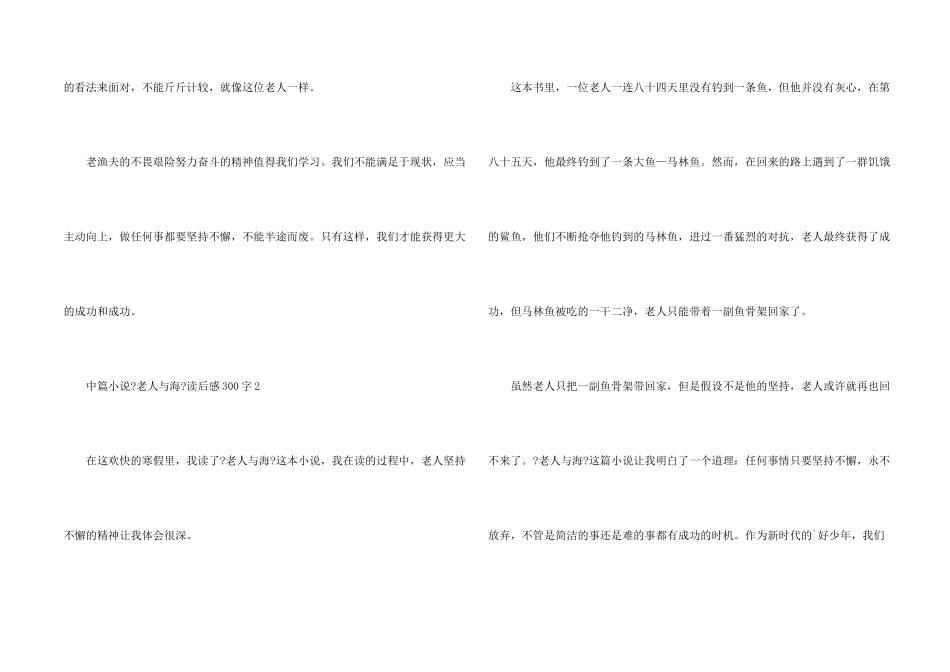 中篇小说《老人与海》读后感300字_第2页