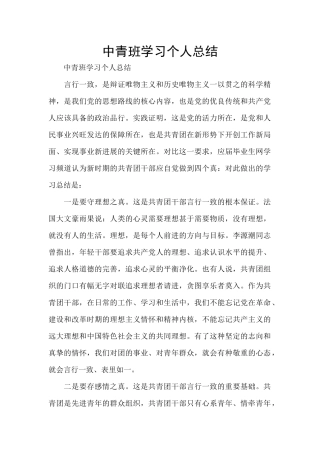 中青班学习个人总结