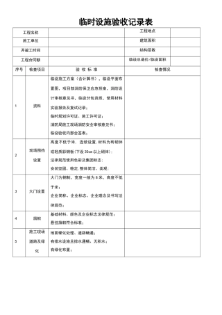 临时设施验收记录表