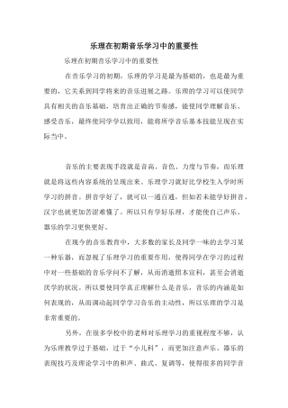 乐理在初期音乐学习中的重要性
