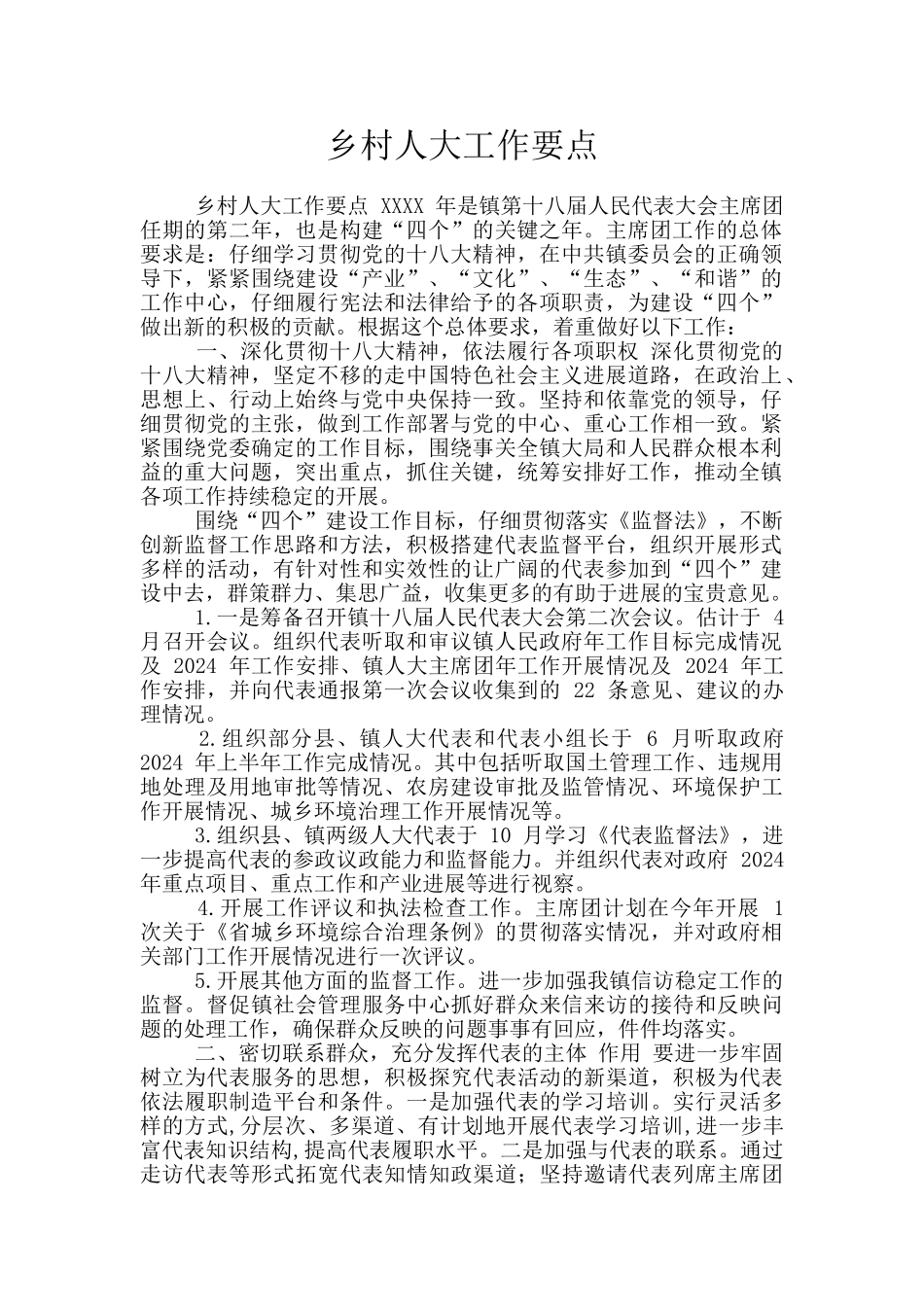 乡村人大工作要点_第1页
