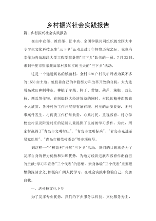 乡村振兴社会实践报告