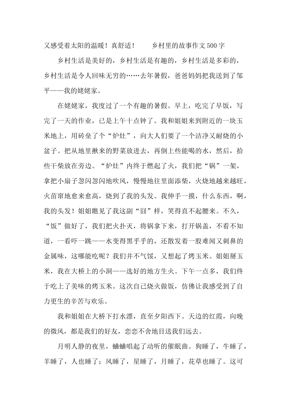 乡村里的故事作文500字_第2页