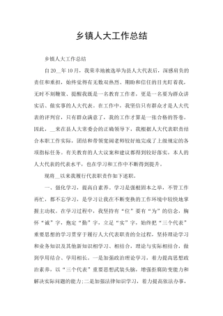 乡镇人大工作总结