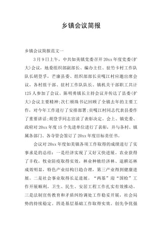 乡镇会议简报