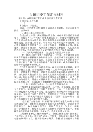 乡镇团委工作汇报材料