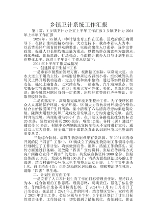 乡镇卫计系统工作汇报