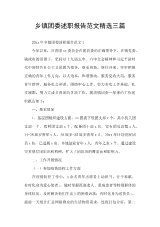 乡镇团委述职报告范文精选三篇