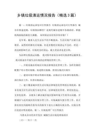 乡镇垃圾清运情况报告