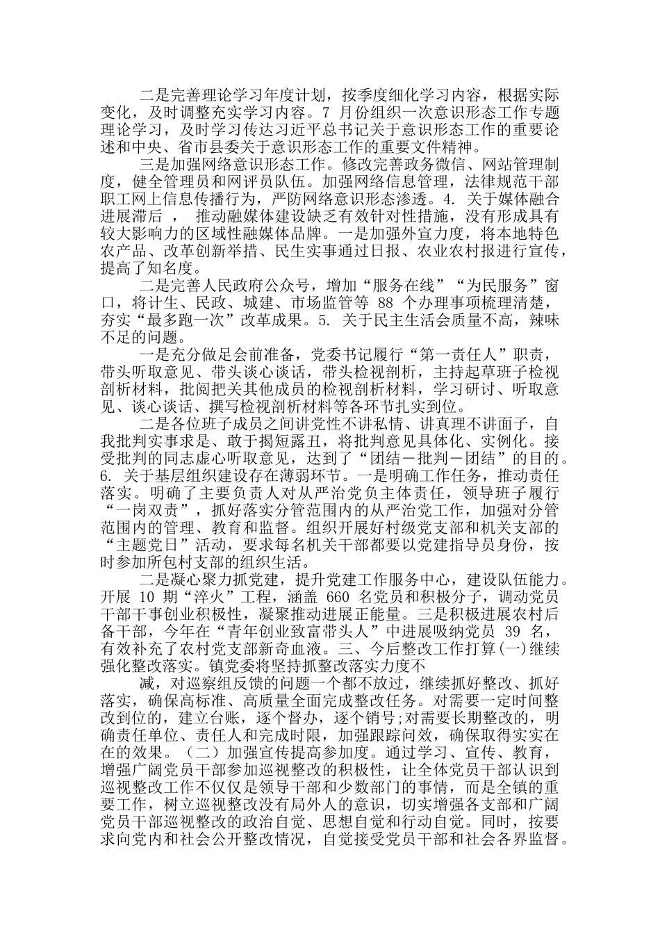 乡镇巡察整改落实情况汇报_第2页