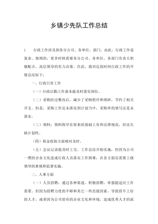 乡镇少先队工作总结