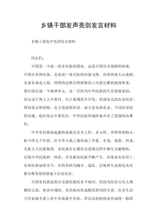 乡镇干部发声亮剑发言材料