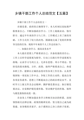 乡镇干部工作个人总结范文