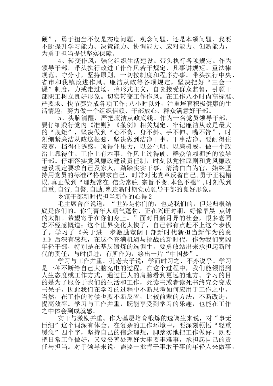 乡镇干部新时代担当新作的心得5篇_第3页