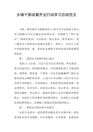 乡镇干部讲看齐见行动学习总结范文